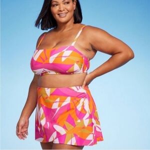 XL (14-16) Swim Skirt Full Coverage Pink Orange Kona Sol Abstract Design